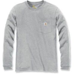 Carhartt Womens Pocket Workwear Rib Knit Long Sleeve T Shirt -Sporty Tops Sales 103244 034 01