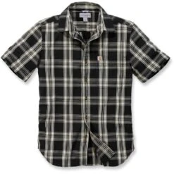 Carhartt Mens Short Sleeve Essential Open Collar Plaid Shirt