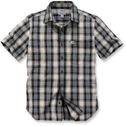 Carhartt Mens Short Sleeve Essential Open Collar Plaid Shirt -Sporty Tops Sales 103668 437 01