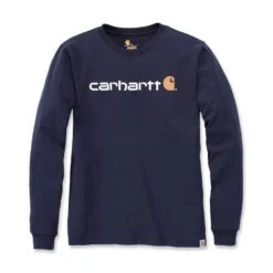 Carhartt Mens Core Logo Long Sleeve Cotton Crewneck T Shirt