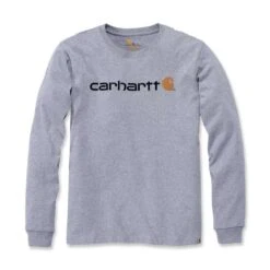 Carhartt Mens Core Logo Long Sleeve Cotton Crewneck T Shirt -Sporty Tops Sales 104107 hgy 01