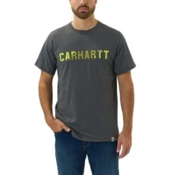 Carhartt Mens Force Flex Block Logo Short Sleeve T Shirt