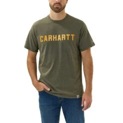 Carhartt Mens Force Flex Block Logo Short Sleeve T Shirt -Sporty Tops Sales 105203 g73 01