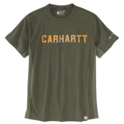 Carhartt Mens Force Flex Block Logo Short Sleeve T Shirt -Sporty Tops Sales 105203 g73 03