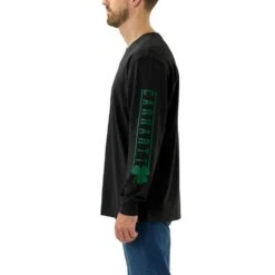 Carhartt Mens Shamrock Graphic Loose Fit Long Sleeve T Shirt -Sporty Tops Sales 105233 blk 03