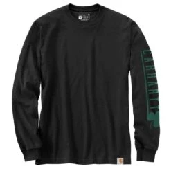Carhartt Mens Shamrock Graphic Loose Fit Long Sleeve T Shirt -Sporty Tops Sales 105233 blk 04