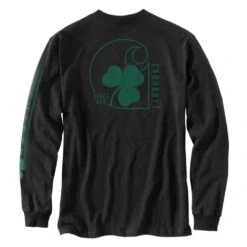 Carhartt Mens Shamrock Graphic Loose Fit Long Sleeve T Shirt -Sporty Tops Sales 105233 blk 05