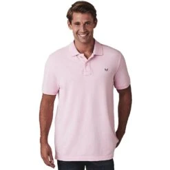 Crew Clothing Mens Classic Pique Classic Fit Polo Shirt -Sporty Tops Sales crw022 clspnk 01