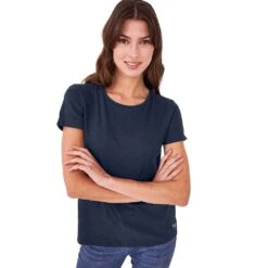 Crew Clothing Womens Perfect Crew Slub Neck T Shirt -Sporty Tops Sales crw132 navy 01