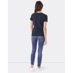 Crew Clothing Womens Perfect Crew Slub Neck T Shirt -Sporty Tops Sales crw132 navy 04