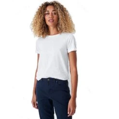 Crew Clothing Womens Perfect Crew Slub Neck T Shirt -Sporty Tops Sales crw132 white 01