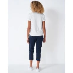 Crew Clothing Womens Perfect Crew Slub Neck T Shirt -Sporty Tops Sales crw132 white 04