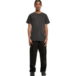 Cotton Addict Mens Cotton Acid Washed Round Neck T Shirt -Sporty Tops Sales ctn165 blac 01