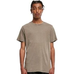 Cotton Addict Mens Cotton Acid Washed Round Neck T Shirt -Sporty Tops Sales ctn165 dkha 01