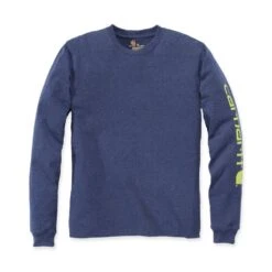 Carhartt Mens Long Sleeve Rib Knit Crew Neck Signature Logo T-Shirt -Sporty Tops Sales ek231 413 01