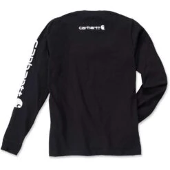 Carhartt Mens Long Sleeve Rib Knit Crew Neck Signature Logo T-Shirt -Sporty Tops Sales ek231 blk 02