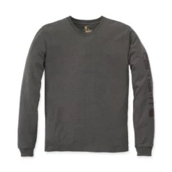 Carhartt Mens Long Sleeve Rib Knit Crew Neck Signature Logo T-Shirt