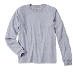 Carhartt Mens Long Sleeve Rib Knit Crew Neck Signature Logo T-Shirt -Sporty Tops Sales ek231 hgy 01