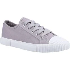 Hush Puppies Womens Brooke Canvas Trainers -Sporty Tops Sales hus756 grey 01
