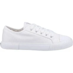 Hush Puppies Womens Brooke Canvas Trainers -Sporty Tops Sales hus756 white 04