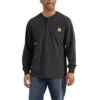 Carhartt Mens Workwear Pocket Henley Long Sleeve T Shirt -Sporty Tops Sales k128 blk 01
