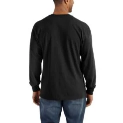 Carhartt Mens Workwear Pocket Henley Long Sleeve T Shirt -Sporty Tops Sales k128 blk 02 1