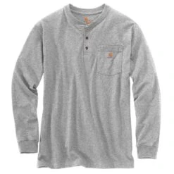 Carhartt Mens Workwear Pocket Henley Long Sleeve T Shirt -Sporty Tops Sales k128 hgy 02