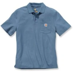 Carhartt Mens Short Sleeve Rib Knit Button Work Pocket Polo Shirt