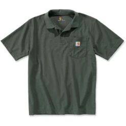 Carhartt Mens Short Sleeve Rib Knit Button Work Pocket Polo Shirt -Sporty Tops Sales k570 mos 01