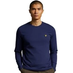 Lyle & Scott Mens Long Sleeve Regular Fit Cotton T Shirt -Sporty Tops Sales lyl115 z99 01