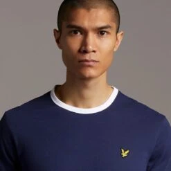 Lyle & Scott Mens Ringer Regular Fit Cotton T Shirt -Sporty Tops Sales lyl116 z629 03