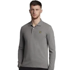 Lyle & Scott Mens Long Sleeve Collared Polo Shirt -Sporty Tops Sales lyl129 t28 01 1