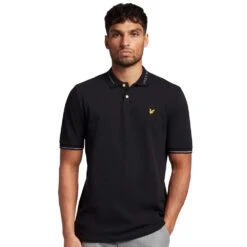 Lyle & Scott Mens Branded Ringer Short Sleeve Polo Shirt -Sporty Tops Sales lyl130 z865 01 1
