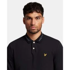 Lyle & Scott Mens Branded Ringer Short Sleeve Polo Shirt -Sporty Tops Sales lyl130 z865 03