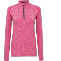 Outdoor Look Womens/Ladies Glenel Zip T Shirt Cool Dry Gym Running Top -Sporty Tops Sales odl131 pink 01