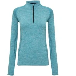 Outdoor Look Womens/Ladies Glenel Zip T Shirt Cool Dry Gym Running Top -Sporty Tops Sales odl131 turq 01
