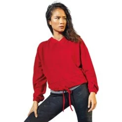 Sporty Tops Sales 34 Outdoor Look Womens/Ladies Cropped Oversize Drawcord Hoodie