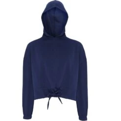 Outdoor Look Womens/Ladies Cropped Oversize Drawcord Hoodie -Sporty Tops Sales odl209 navy 01