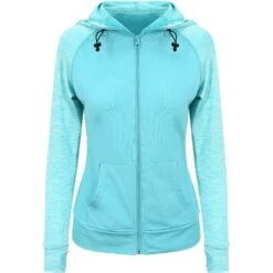 Outdoor Look Womens/Ladies Contrast Melange Full Zip Hoodie -Sporty Tops Sales odl236 ocom 01