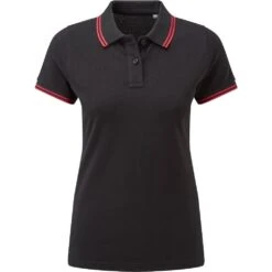Outdoor Look Womens Classic Fit Contrast Polo Shirt -Sporty Tops Sales odl257 bkrd 01