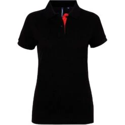 Outdoor Look Womens Fitted Contrast Polo Shirt -Sporty Tops Sales odl280 bkrd 01