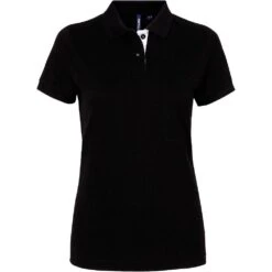 Outdoor Look Womens Fitted Contrast Polo Shirt -Sporty Tops Sales odl280 bkwh 01