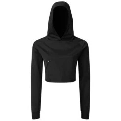 Outdoor Look Womens Lightweight Cropped Hoodie -Sporty Tops Sales odl386 blac 03