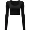 Outdoor Look Womens Ribbed Seamless Fitted 3D Fit Crop Top -Sporty Tops Sales odl422 blac 01