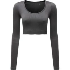 Outdoor Look Womens Ribbed Seamless Fitted 3D Fit Crop Top -Sporty Tops Sales odl422 char 02