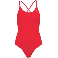 Puma Womens V-Neck Crossback Durable Swimsuit -Sporty Tops Sales pum062 002 01