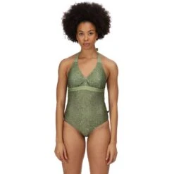 Regatta Womens Flavia Quick Dry Halter Neck Swimming Costume -Sporty Tops Sales rwm019 h0x 01