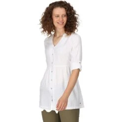 Regatta Womens Nemora Roll Sleeve Blouse Shirt Dress -Sporty Tops Sales rws149 t5j 01