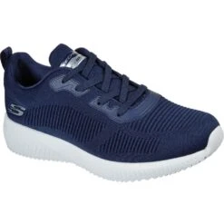 Skechers Mens Skechers Squad Lace Up Memory Foam Trainers -Sporty Tops Sales ske1865 nvy 01