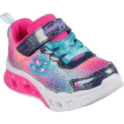 Skechers Girls Flutter Heart Lights Simply Love Trainers -Sporty Tops Sales ske1879 nvmt 01